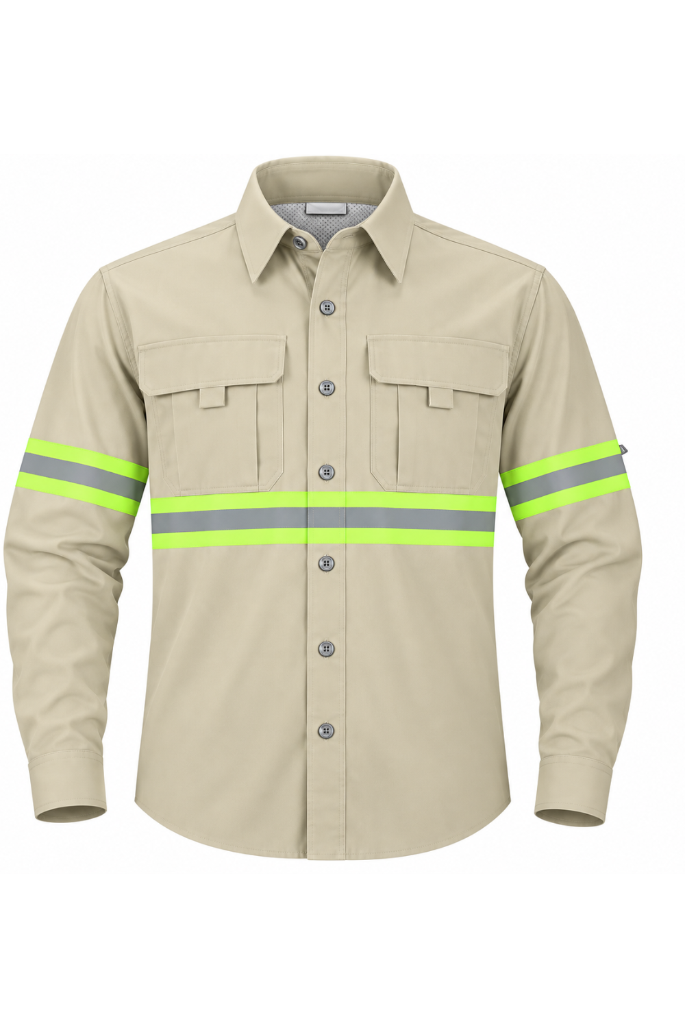 CAMISA INDUSTRIAL TIPO COLUMBIA CON CINTAS REFLECTIVAS (BORDADO / DTF)